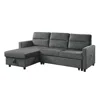 Lilola Home Ivy Dark Gray Velvet Reversible Sleeper Sectional Sofa With Storage Chaise And Side Pocket