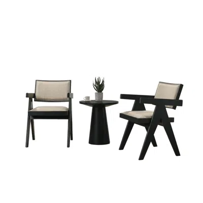 Lilola Home Jasper 21"w 3-piece Ebony Black Arm Chairs And Console Table Set