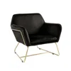 Lilola Home Keira Black Velvet Accent Chair With Metal Base In Black