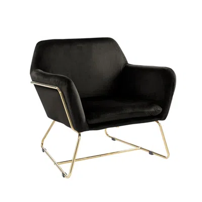 Lilola Home Keira Black Velvet Accent Chair With Metal Base