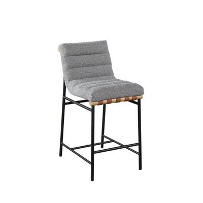 Lilola Home Lahni Gray Boucle Fabric Counter Height Chair