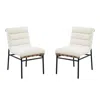 Lilola Home Lahni White Boucle Fabric Set Of 2 Dining Chair With Black Iron Legs In White