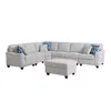 Lilola Home Leo Light Gray Linen 7pc Modular L-shape Sectional Sofa And Ottoman
