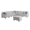 Lilola Home Leo Light Gray Linen 8pc Modular L-shape Sectional Sofa And Ottoman