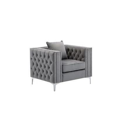 Lilola Home Lilola Lorreto Gray Velvet Chair