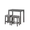 Lilola Home Lux Gray 3 Piece Counter Height 36" Pub Table Set With Tufted Gray Linen Stools