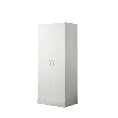 Lilola Home Michael White Double Door Wardrobe Cabinet Armoire With Shelf And Hanging Rod