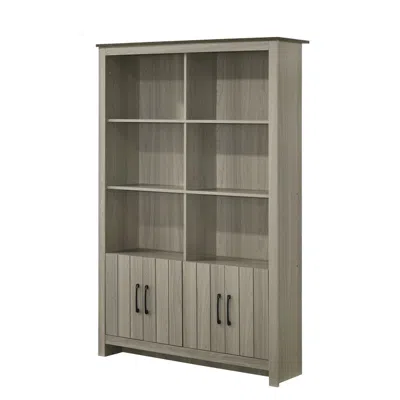 Lilola Home Nyla 47"w Gray Oak Bookcase Shelf With Cabinet Doors