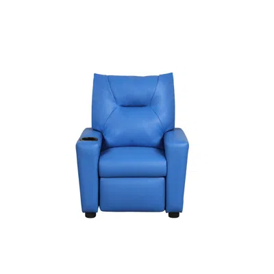 Lilola Home Perline 23"w Blue Pvc Fabric Kids Recliner Chair With Cupholder