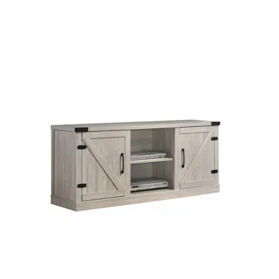 Lilola Home Salma Dusty Gray 58" Wide Tv Stand With 2 Open Shelves And 2 Cabinets