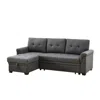 Lilola Home Destiny Dark Gray Linen Reversible Sleeper Sectional Sofa With Storage Chaise In Gray