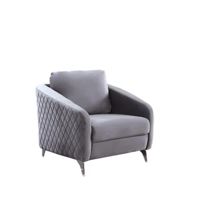 Lilola Home Sofia Gray Velvet Modern Chic Accent Armchair