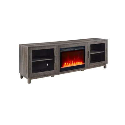 Lilola Home Summit 70"w Gray Walnut Finish Tv Stand Console With Fireplace And Heater In Brown