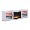 Lilola Home Summit 70"w White Walnut Finish Tv Stand Console With Fireplace