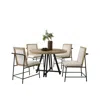 Lilola Home Tate Oak Finish 47" Round Dining Table Set With Cream Color Upholstered Chairs