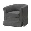 Lilola Home Tucker Gray Woven Fabric Swivel Barrel Chair In Gray