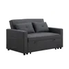 Lilola Home Zoey Dark Gray Linen Convertible Sleeper Loveseat With Side Pocket