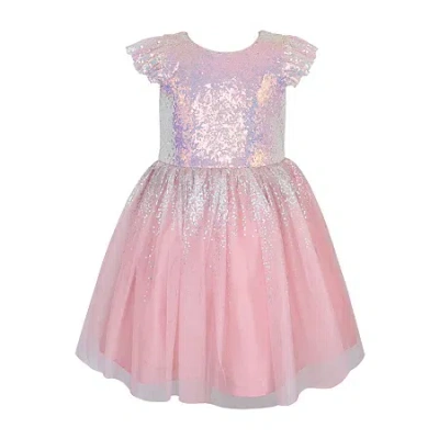Lilt Baby Girls Short Sleeve A-line Dress In Pink