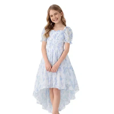Lilt Big Kid Girls Short Sleeve A-line Dress In Blue