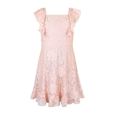 Lilt Big Kid Girls Short Sleeve A-line Dress In Pink