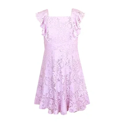 Lilt Big Kid Girls Short Sleeve A-line Dress In Purple