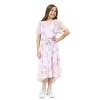 Lilt Big Kid Girls Short Sleeve Flutter Floral Maxi Dress In White