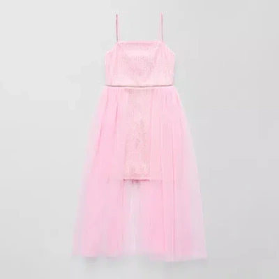 Lilt Big Kid Girls Sleeveless Maxi Dress In Pink