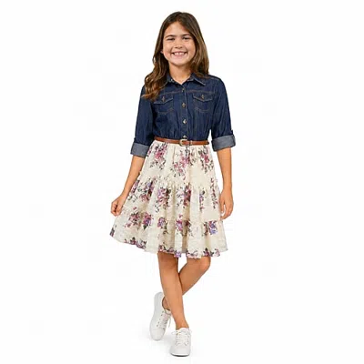 Lilt Kids' Denim Dress In Multi