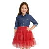 Lilt Little & Big Kid Girls 3/4 Sleeve Roll Tab Tutu Dress In Red