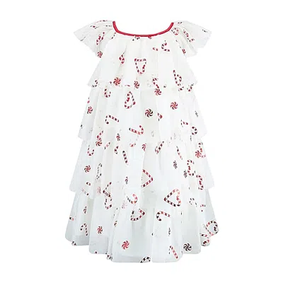 Lilt Little & Big Kid Girls Flutter Short Sleeve A-line Dress In White