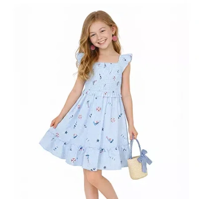 Lilt Little & Big Kid Girls Sleeveless A-line Dress In Blue