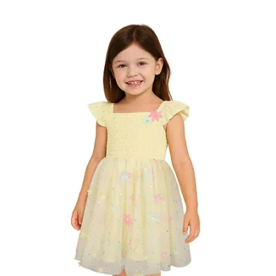 Lilt Kids' Little Girls Short Sleeve A-line Dress In Yellow