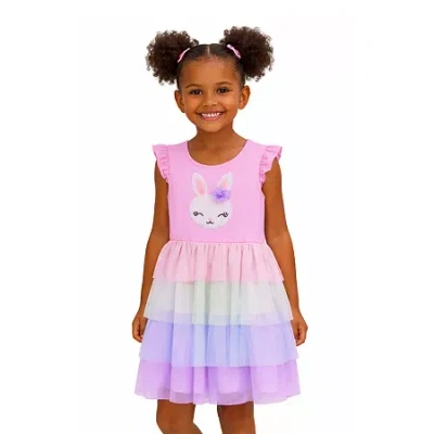 Lilt Kids' Little Girls Short Sleeve Cap Tutu Dress In Pink