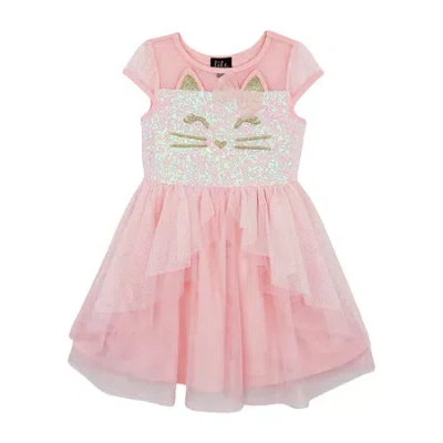 Lilt Kids' Little Girls Short Sleeve Cape Tutu Dress In Pink