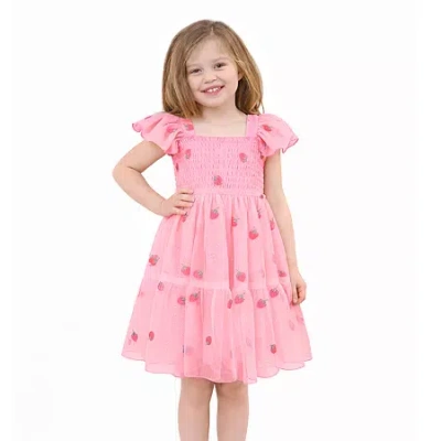 Lilt Kids' Little Girls Short Sleeve Flutter A-line Dress In Pink