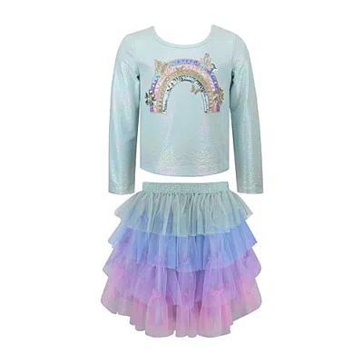 Lilt Kids' Ps Skirt Set In Green