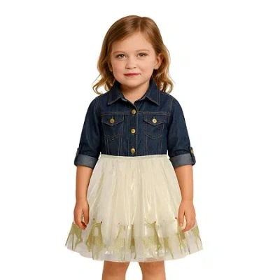 Lilt Babies' Toddler Girls 3/4 Sleeve A-line Dress In Blue