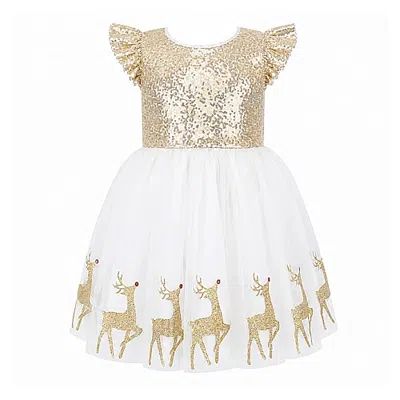 Lilt Babies' Toddler Girls Short Sleeve Flutter A-line Dress In White