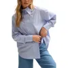 Lily And Lionel Dapper Double Placket Stripe Shirt In Blue