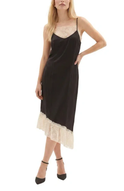 Lily And Lionel London Abby Lace Insert Midi Dress In Black