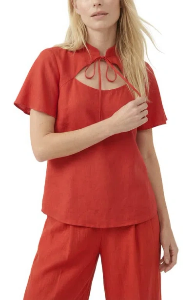 Lily And Lionel London Camille Flutter Sleeve Top In Red