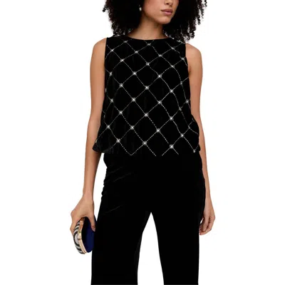 Lily And Lionel London Chiva Beaded Velvet Top In Black