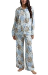 Lily And Lionel London Evie Long Sleeve Print Pajama Set In Brown