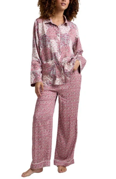 Lily And Lionel London Evie Long Sleeve Print Pajama Set In Pink