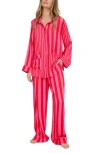 Lily And Lionel London Evie Long Sleeve Print Pajama Set In Pink