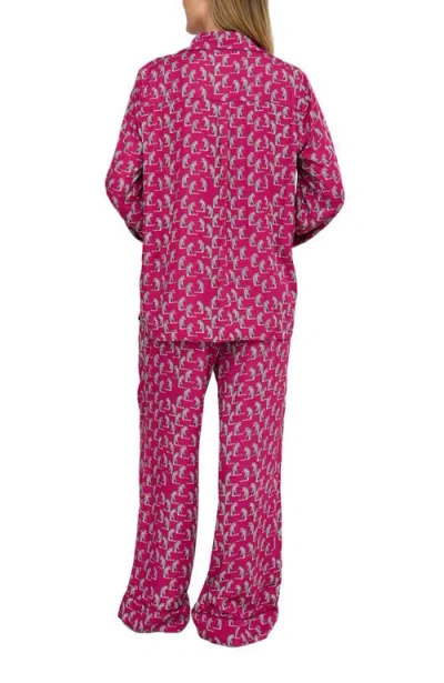 Lily And Lionel London Evie Long Sleeve Print Pajama Set In Purple