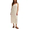 Lily And Lionel London Lily Spaghetti Strap Ribbon Work Midi Dress In Neutral