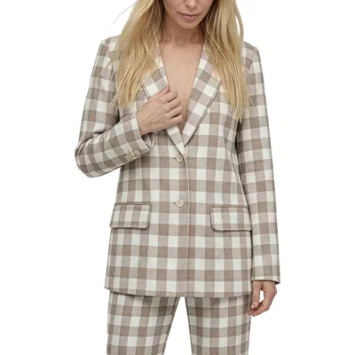 Lily And Lionel London Oatley Check Print Blazer Jacket In Brown
