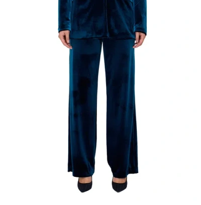 Lily And Lionel London Valerie Straight Leg Velvet Trouser In Blue