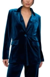 Lily And Lionel London Valerie Tailored Velvet Blazer In Blue